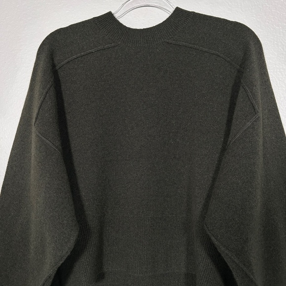 Rag & Bone women size M Bridget pullover sweater dark green wool blend back slit - Picture 2 of 12